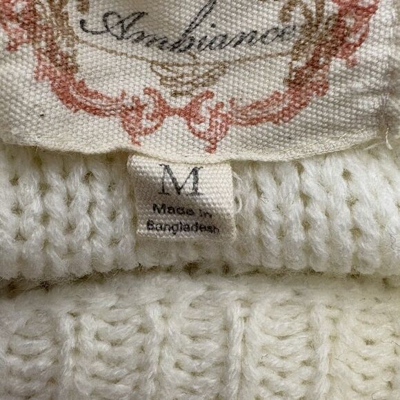 Women’s Cable-knit Sweater White Size Medium Cozy Classy Cottagecore Preppy - Picture 5 of 8